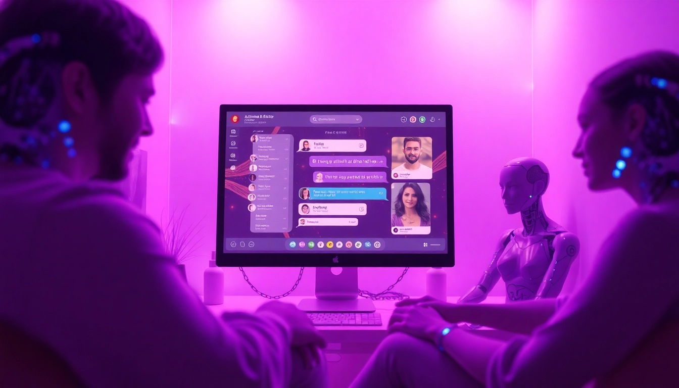 Interactive scene of free AI sex chat with inviting atmosphere and engaging AI characters.