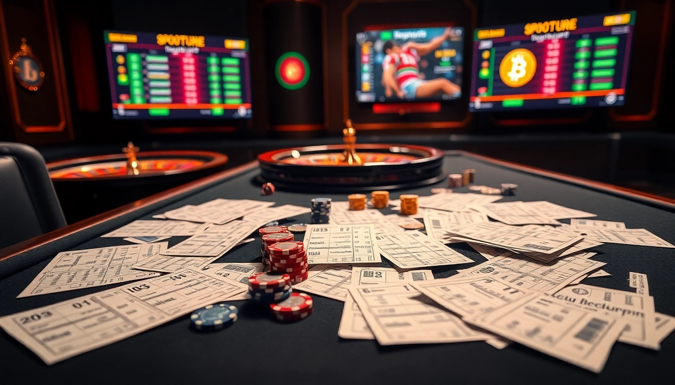 Sports betting scene with crypto elements, showcasing excitement in paris sportifs crypto.