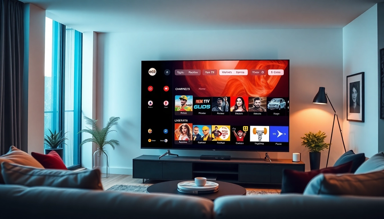 Iron TV Pro app showcased on a Smart TV in a modern living room, reflecting premium entertainment choices.