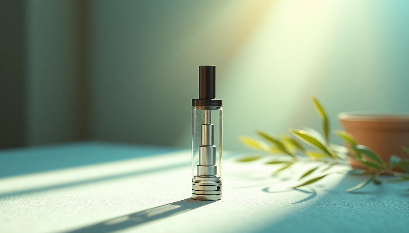 Buy DMT cart featuring a stylish vape cartridge against a textured background, capturing its elegant design.